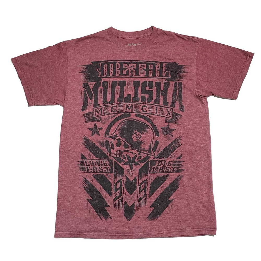 Metal Mulisha Live‎ Fast Die Last Maroon Men's Size Medium Logo Skull T-Shirt